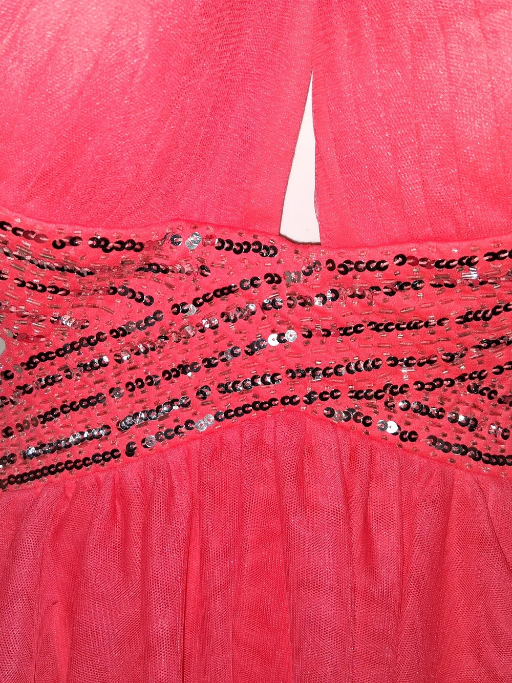 Blondie Nites Vtg Y2K Pink Beaded Halter Keyhole Prom Cocktail Dress